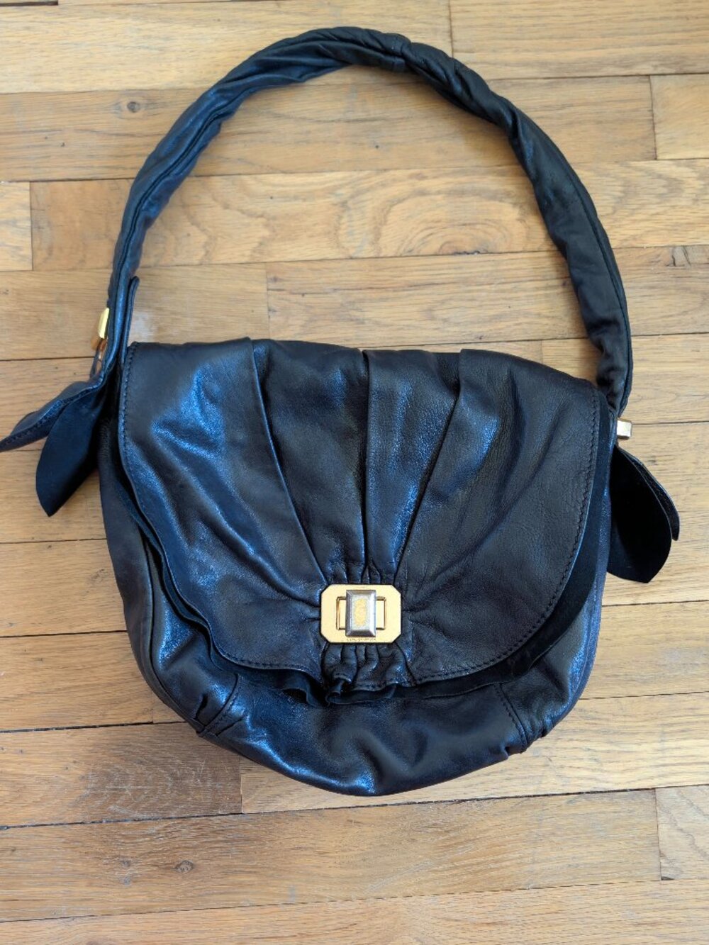 Vintage Juicy Couture Black Leather Hobo Bag | Y2K